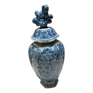 Early 20th Century Delft Vase With Lid For Sale