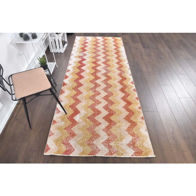 Vintage Turkish Hand-Knotted Runner Rug is a semi-Vintage rug. '60s Eastern region of Turkey's unique rug is perfectly...