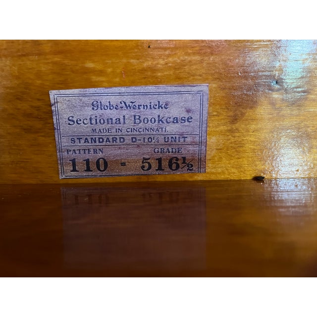 Burnt Umber Matched Pair of Three Unit Globe Wernicke Solid Mahogany Bookcases For Sale - Image 8 of 11