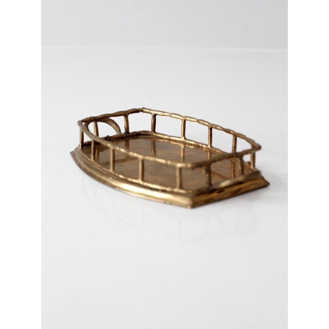 Metal Mid-Century Hollywood Regency Brass Gallery Tray For Sale - Image 7 of 10