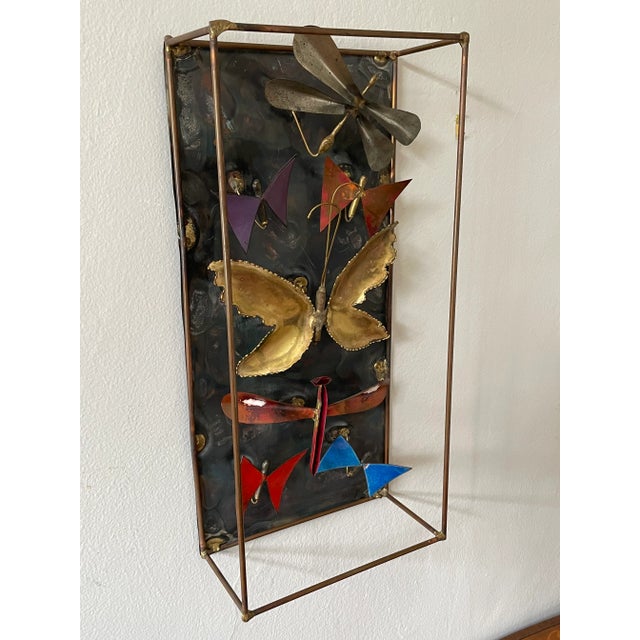 Curtis Jere Mid-Century Copper Enamel Butterfly & Dragonfly Metal Wall Art For Sale - Image 4 of 9