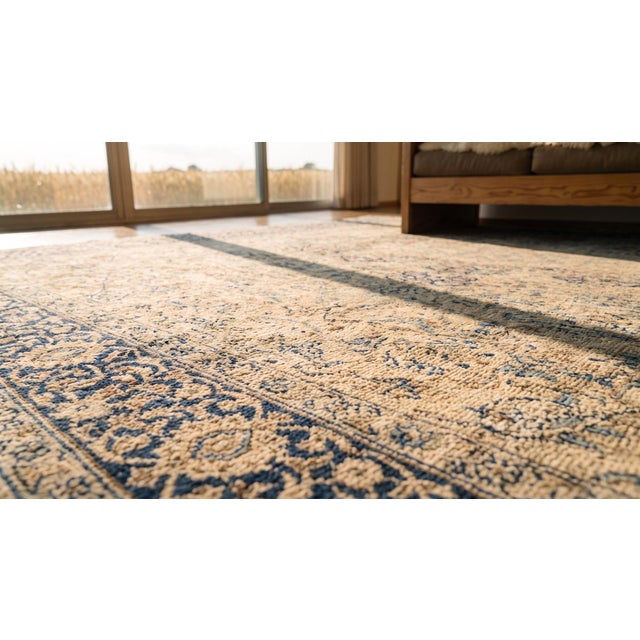 Textile Classic Antique Persian Kerman Rug With a Finely Medallion in the Center on Beige Background Color For Sale - Image 7 of 7