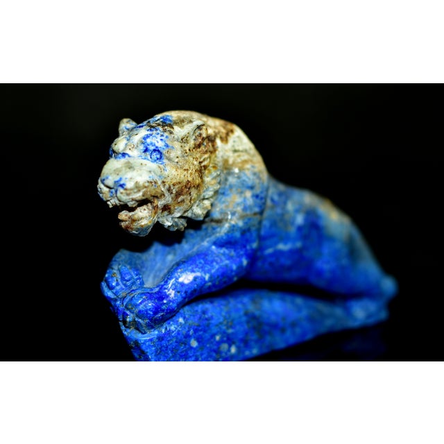 Lapis Lazuli Tiger Sculpture Natural Large Gemstone 9" Paperweight For Sale - Image 9 of 10