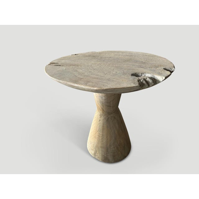 Wood Andrianna Shamaris St. Barts Organic Teak Wood Round Table For Sale - Image 7 of 18