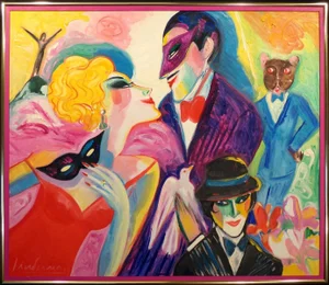1990s "Wild Orchids" Figurative Oil Painting by Earl Linderman, Framed