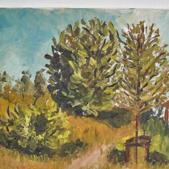 G. Righi, Serene Landscape, 1970s, Oil on Canvas For Sale - Image 3 of 6
