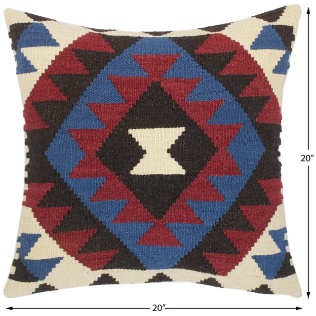 Tribal Turkish Rosette Hand Woven Kilim Throw Pillow For Sale - Image 4 of 5