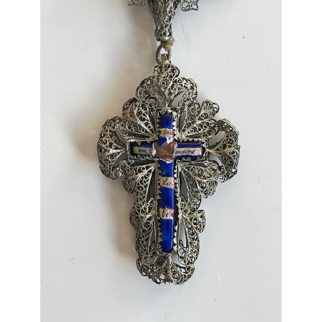 Religious Gorgeous Antique Silver Filigree Catholic Rosary Religious For Sale - Image 3 of 8