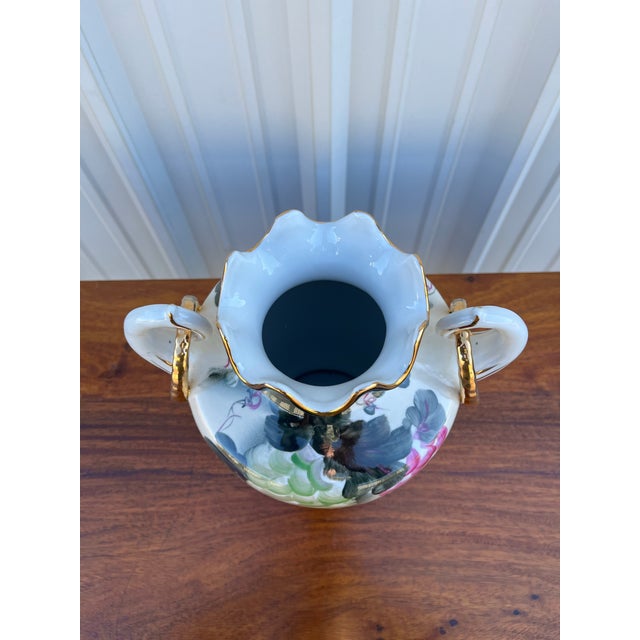 Grape Painted Motif Nippon Porcelain Footed Vase For Sale - Image 4 of 12