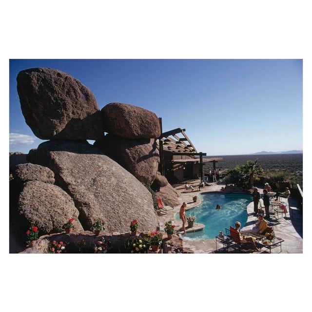 Pool at Bouldereign 1973 Guests round the pool at Bouldereign, Carl Hovgard’s home in Carefree, Arizona, January 1973....