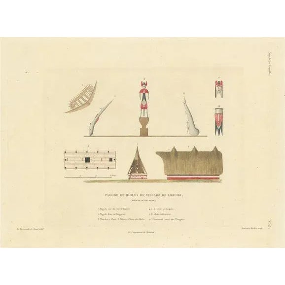 Duperrey, Pagoda and Idols from the Village of Likiliki, New Ireland, Print For Sale - Image 6 of 6