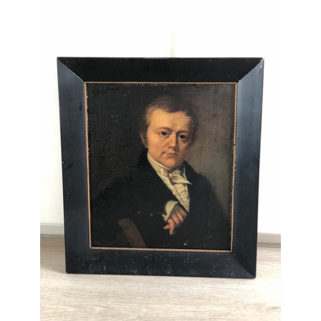 his antique vintage oil portrait painting from around 1840 shows a Dutch gentleman. Painted in the Netherlands during the...