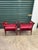 Pair of Vintage Petite Wood-Framed Tub Chairs in Raspberry Velvet For Sale - Image 4 of 6
