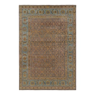 Rug & Kilim's Modern Classics Rug in Mauve, Teal, and Oxidized Gold Traditional Pattern For Sale