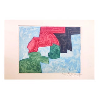 Serge Poliakoff, Composition in Blue, Black, Red and Green XVIII, 1964, Aquatint For Sale