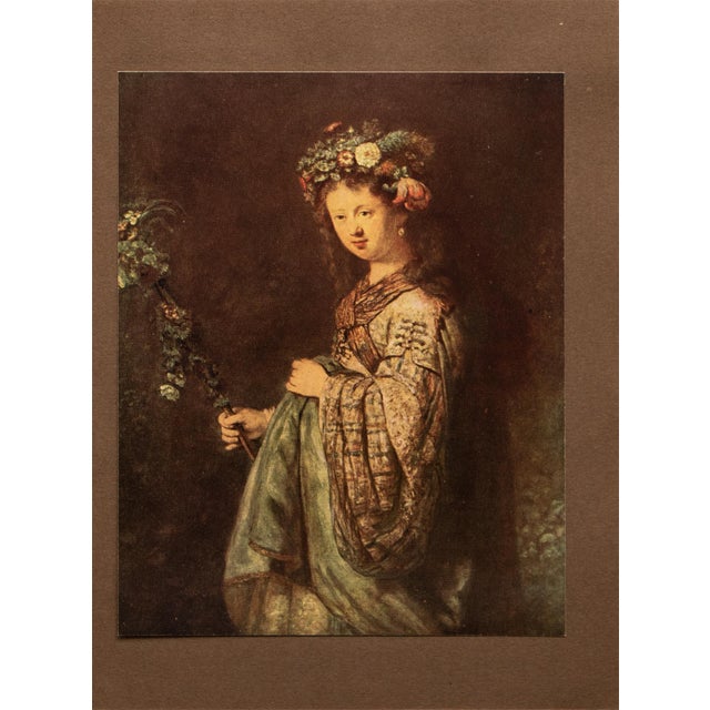 English 1905 After Rembrandt "Flora With a Flower-Trimmed Crook", First Edition Full-Color Print by M. Menpes For Sale - Image 3 of 6