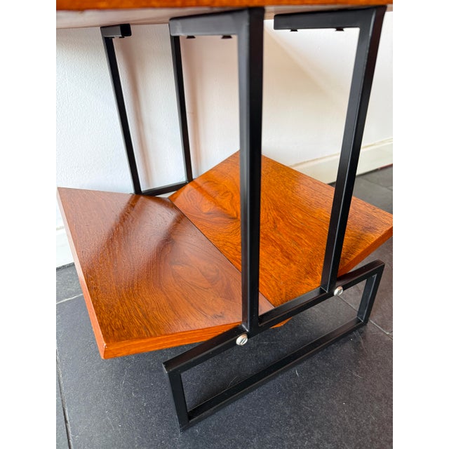 Black Mid-Century Modern Magazine Table in Wood and Black Metal, 1960s For Sale - Image 8 of 16