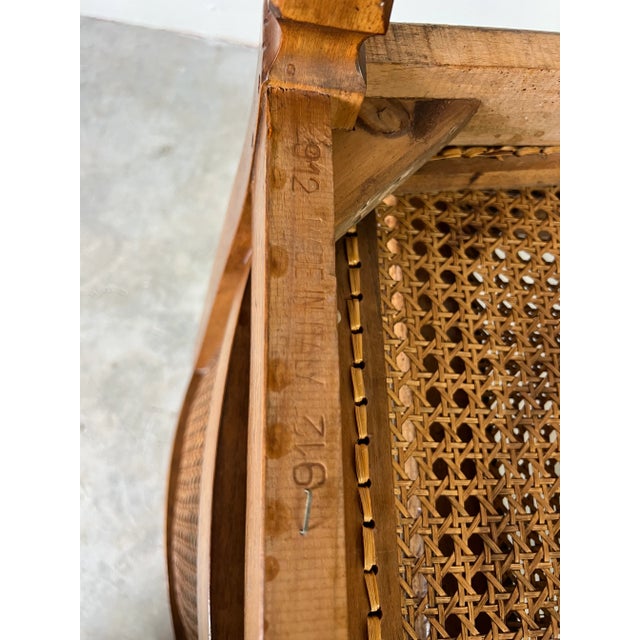 Brown Antique Italian Louis XVI - Style Wood and Cane Accent Chairs - a Pair For Sale - Image 8 of 12