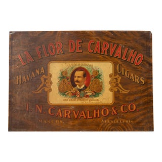 Late 19th Century "La Flor De Carvalho" Havana Cigars Advertising Sign For Sale