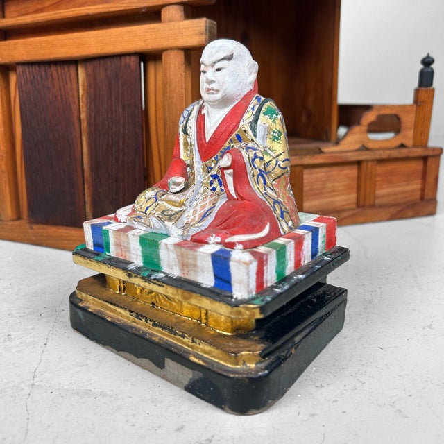 Japanese Wooden Shrine of Kamidana with Monk, 1950s, Set of 2 For Sale - Image 11 of 16