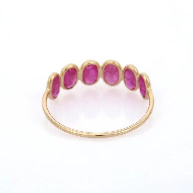 Metal Ruby Half Eternity Band in 18 Karat Yellow Gold Size 4 For Sale - Image 7 of 12