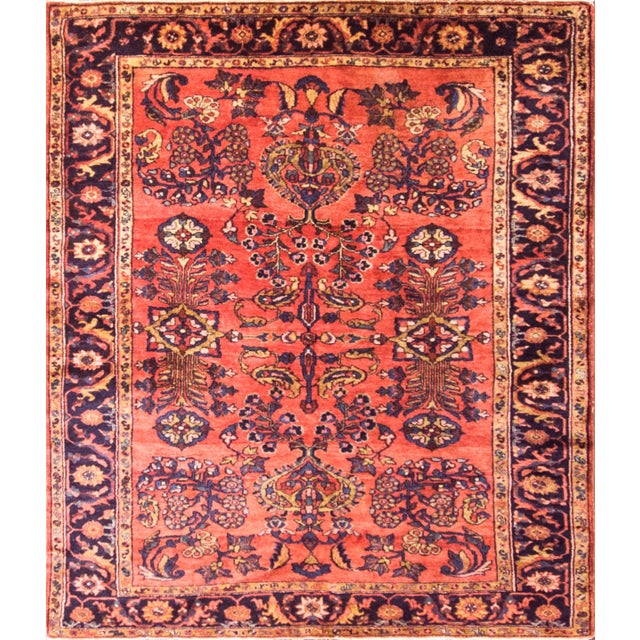 Antique Lilihan Sarouk Floral Red Rug-5' 6" X 6'3" For Sale - Image 10 of 10