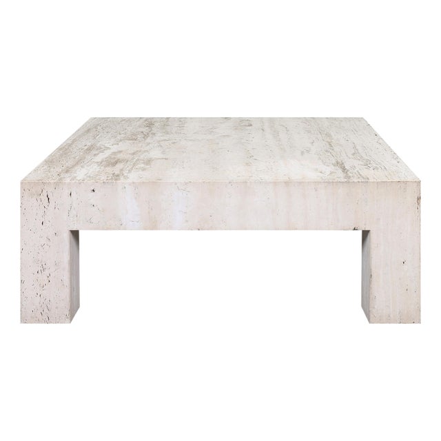 Vintage Italian Modern Sculptural Travertine Coffee Table, 1970s For Sale