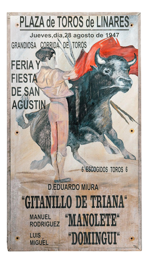 Historic Hand-Painted Manolete's Final Bullfight Sign, 1947