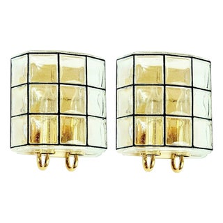 Mid-Century Modern German Glass Wall Lights from Limburg, 1960s, Set of 2 For Sale