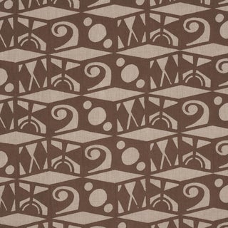 Schumacher Tarot Hand Block Fabric In Brown For Sale