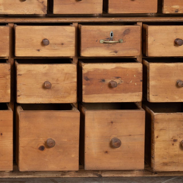 Brown 19th Century Large Pine Apothecary Display Cabinet With 57 Drawers For Sale - Image 8 of 11