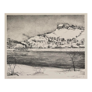 1938 Kenneth Ozier Ohio River Cincinnati Lithograph