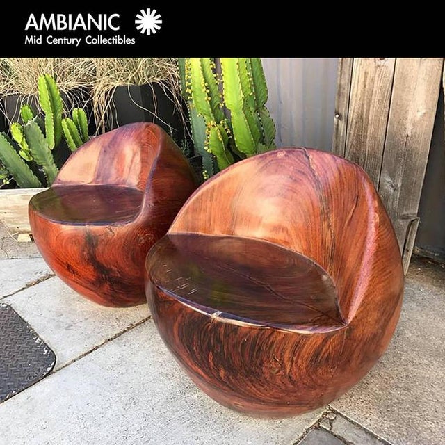 Mid-Century Modern Pair of Mid-Century Studio Solid Rosewood Chairs For Sale - Image 3 of 6