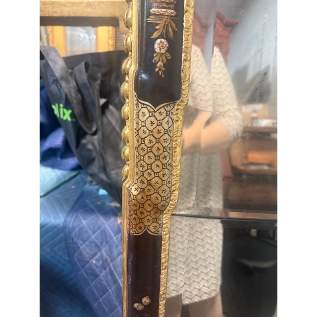 Md-Century Italian English Georgian Style Trumeau Giltwood Chinoiserie Mirror For Sale - Image 10 of 12