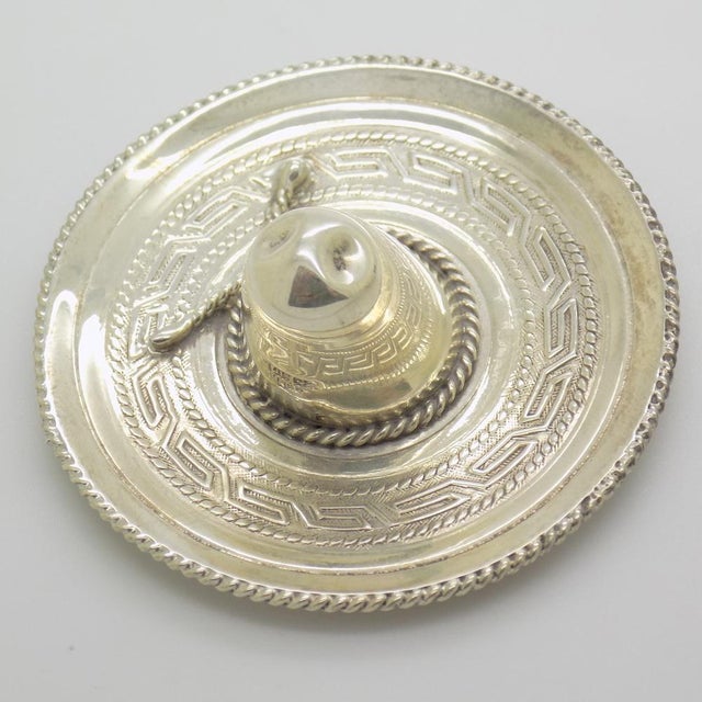Vintage Mexican Handmade Genuine Sterling Silver 925 Traditional Sombrero Hat Figurine by Unknown for Unknown, 1970s For Sale - Image 6 of 14