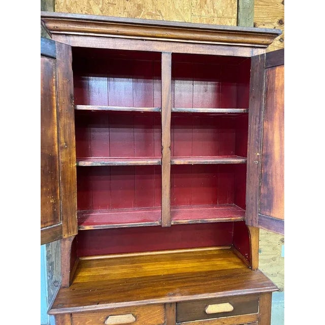 Wood Early 19th Century Antique Primitive American Solid Cherry Wood Hutch For Sale - Image 7 of 13