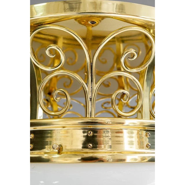 Large Art Deco Ceiling Lamp with Original Opal Glass Shade, Vienna, 1920s For Sale - Image 16 of 18