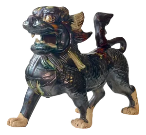 Japanese Edo Style Foo Dog in Glazed Ceramic