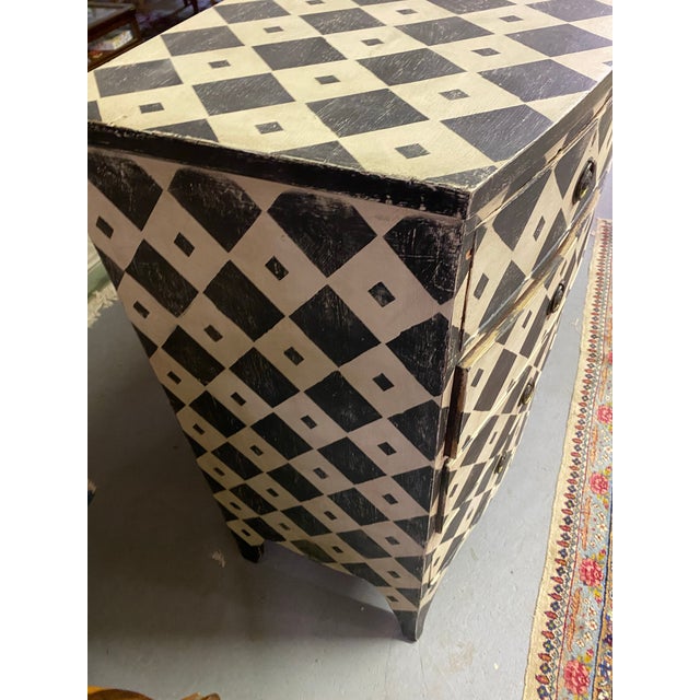 English Harlequin Painted 19thc Bow Front Chest For Sale - Image 4 of 10