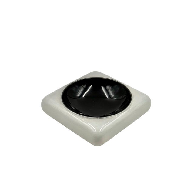 Ceramic Space Age Black and White Ceramic Ashtray / Vide Poche, Italy 1970s For Sale - Image 7 of 12