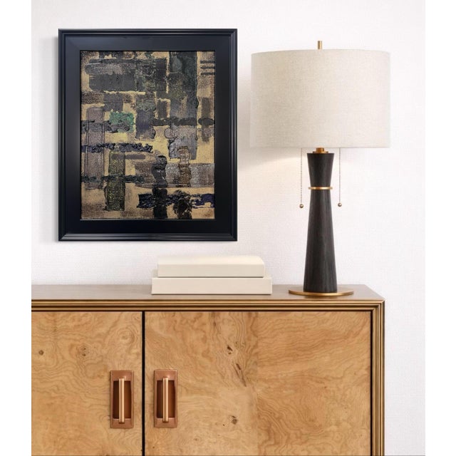 This original mixed-media abstract painting by J. Kent Martin is inspired by aerial views of farmland and the ordered...