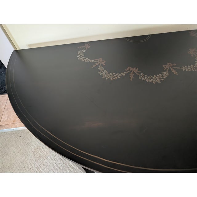 Mid 20th Century Maitland Smith Chinoiserie Style Demi Lune Console Table For Sale - Image 9 of 17