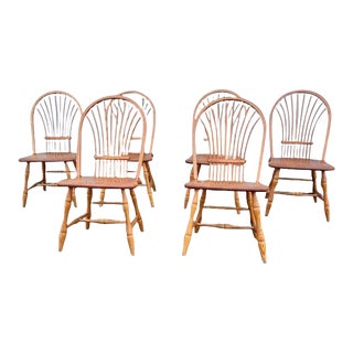 Late 20th Century Edrich Mills Handcrafted Oak Spindle Back Windsor Dining Chairs - Set of 6 For Sale