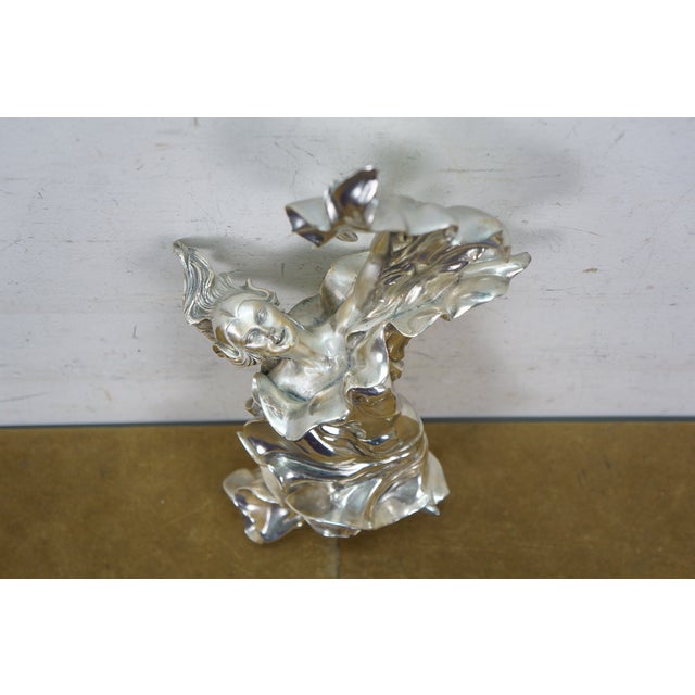 Mid 20th Century Italian Art Nouveau Sterling Silver 925 Dancing Woman Statue Sculpture 17" For Sale - Image 6 of 15