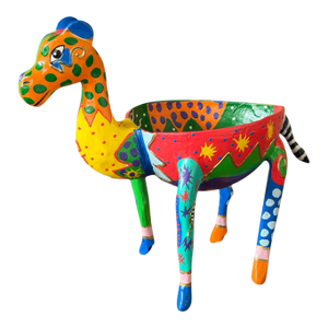 Hand-Painted Alebrije-Style Folk Art Giraffe Planter