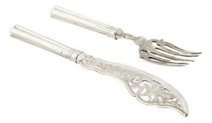 Silver Fish Knife and Fork with Cutouts, Set of 2