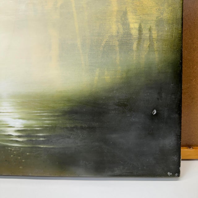 Hiro Yokose Landscape Painting Oil Wax Encaustic Signed Dated 2001 #3448 19 X 19 For Sale In South Bend - Image 6 of 18