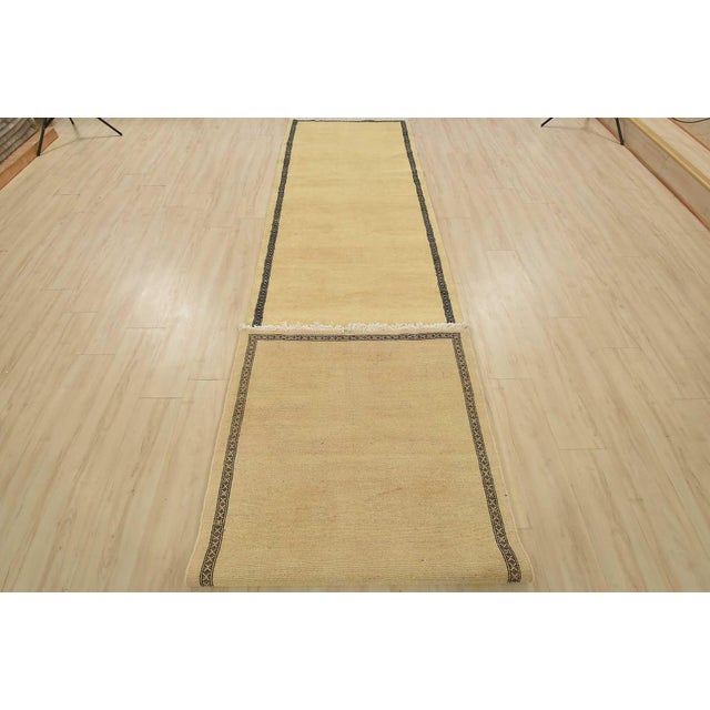 Bokhara Runner 3’6” X 15’2” Beige Wool Hand-Knotted Oriental Rug For Sale - Image 12 of 13