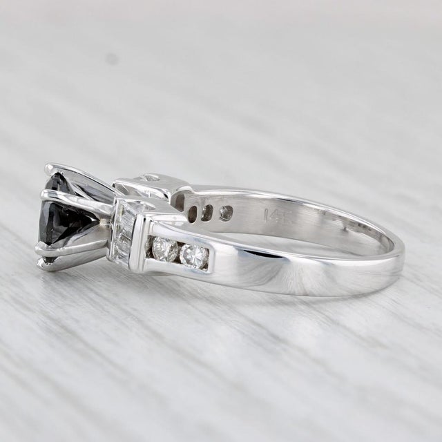 1.83ctw Black White Diamond Ring 14k White Gold Size 7 Engagement For Sale In Greensboro - Image 6 of 8