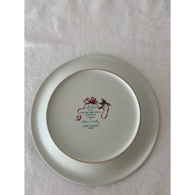 Lenox Lenox Winter Greetings Everyday Cardinal Plate Mint Condition Late 20th Century For Sale - Image 4 of 8